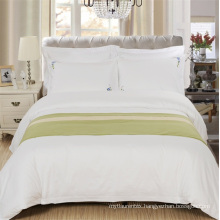 Hotel White CVC 80 Cotton 20 Polyester Sateen Bedding Set